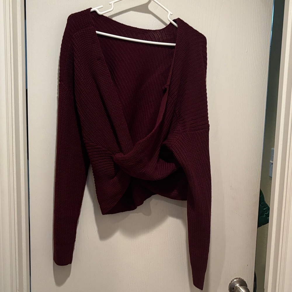 Fashion Nova Burgundy Off-the-Shoulder Sweater